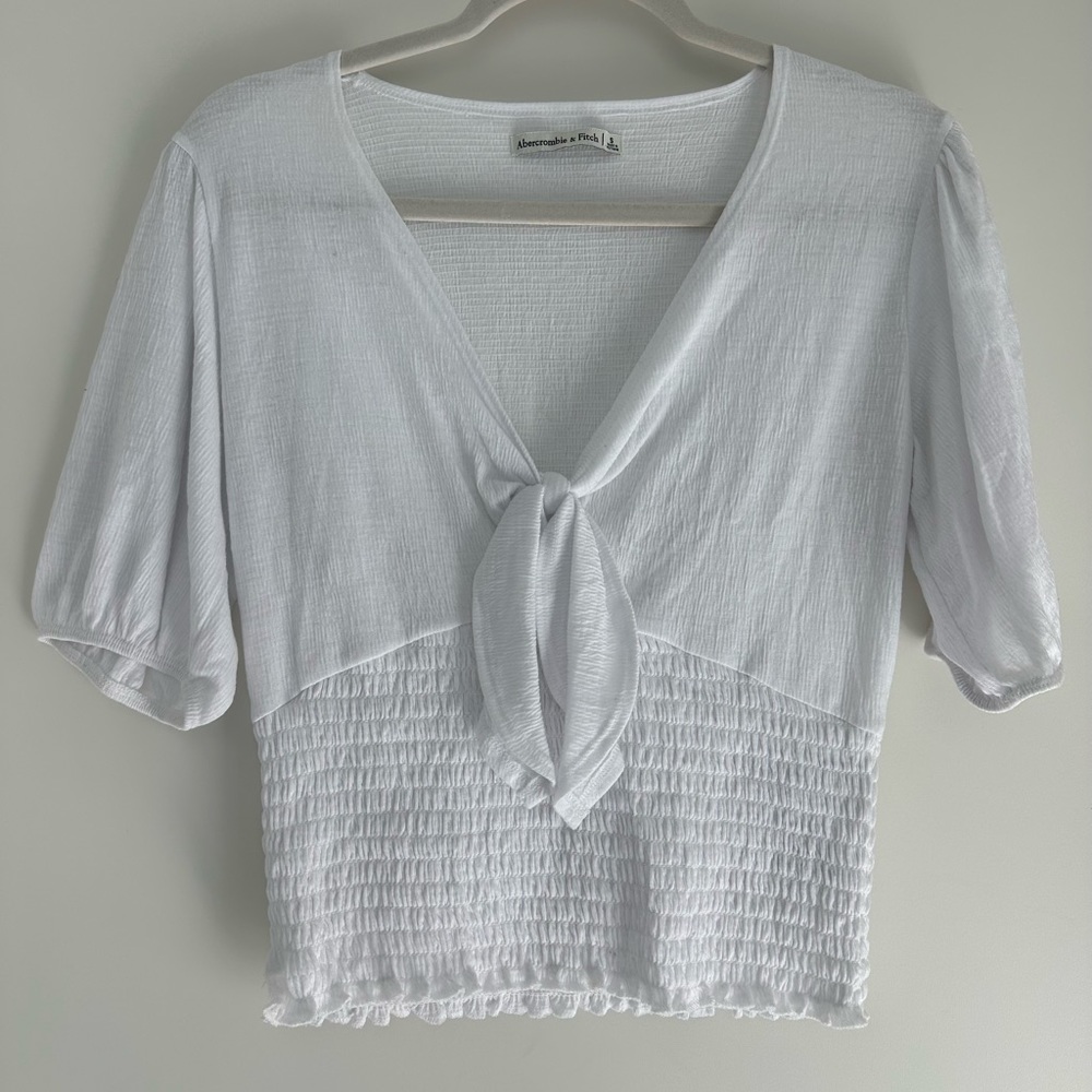 Abercrombie & Fitch White Tie-Front Top Size S